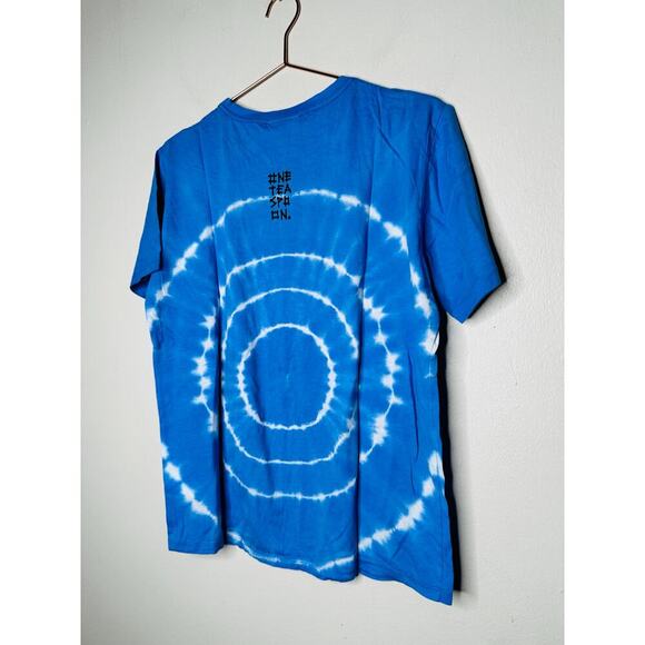 ONE TEASPOON Blue Hand Dyed Logo Organic Crew Tee Shirt Size Medium NWT - Picture 4 of 6